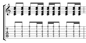 ギター16分音符入りストローク譜面